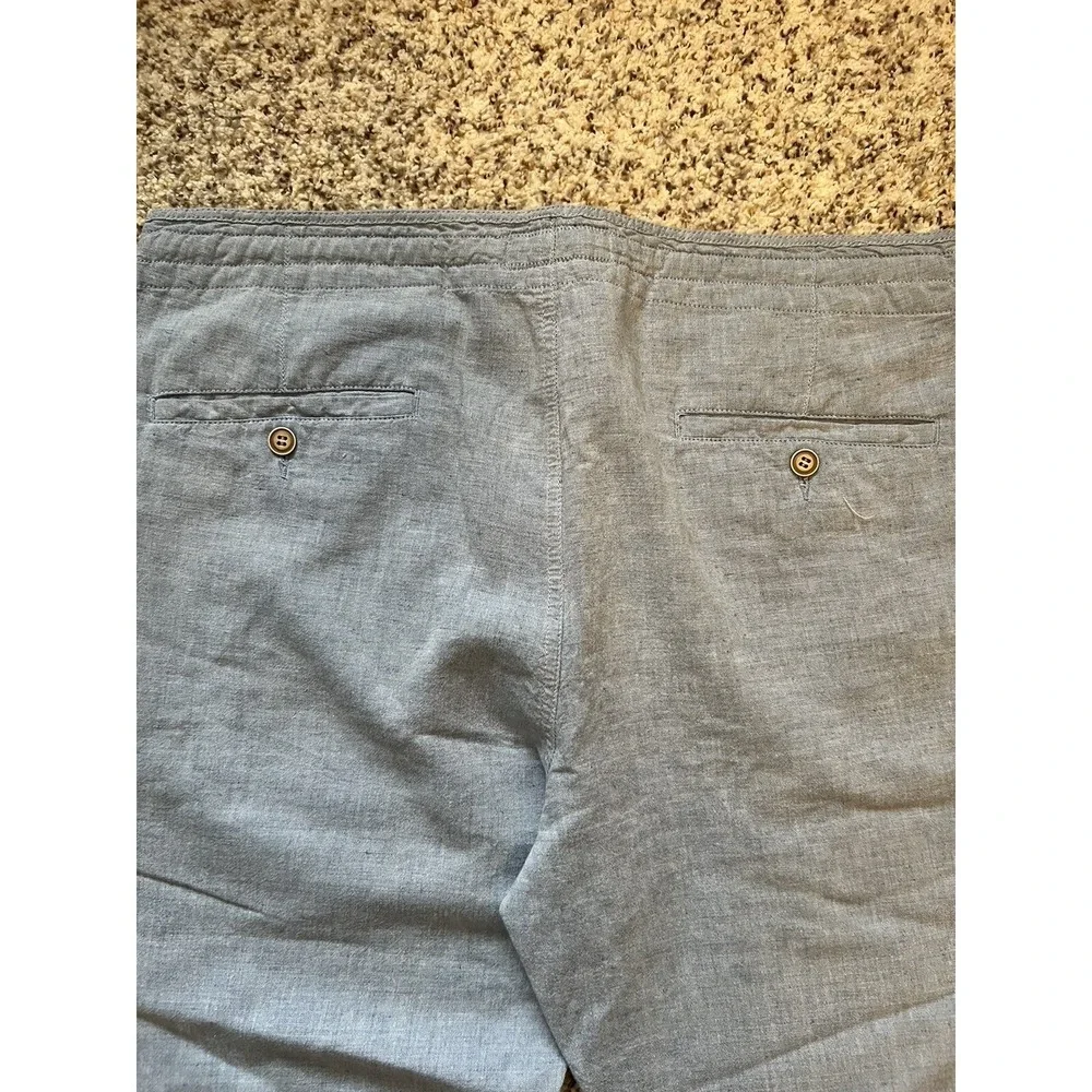 Jos‎ A Bank Reserve Mn 36x30 Light Blue 100% Linen Drawstring Waist Straight Pan